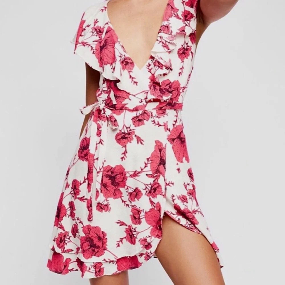 FREE PEOPLE FRENCH QUARTER BOHO MINI WRAP DRESS SZ SMALL